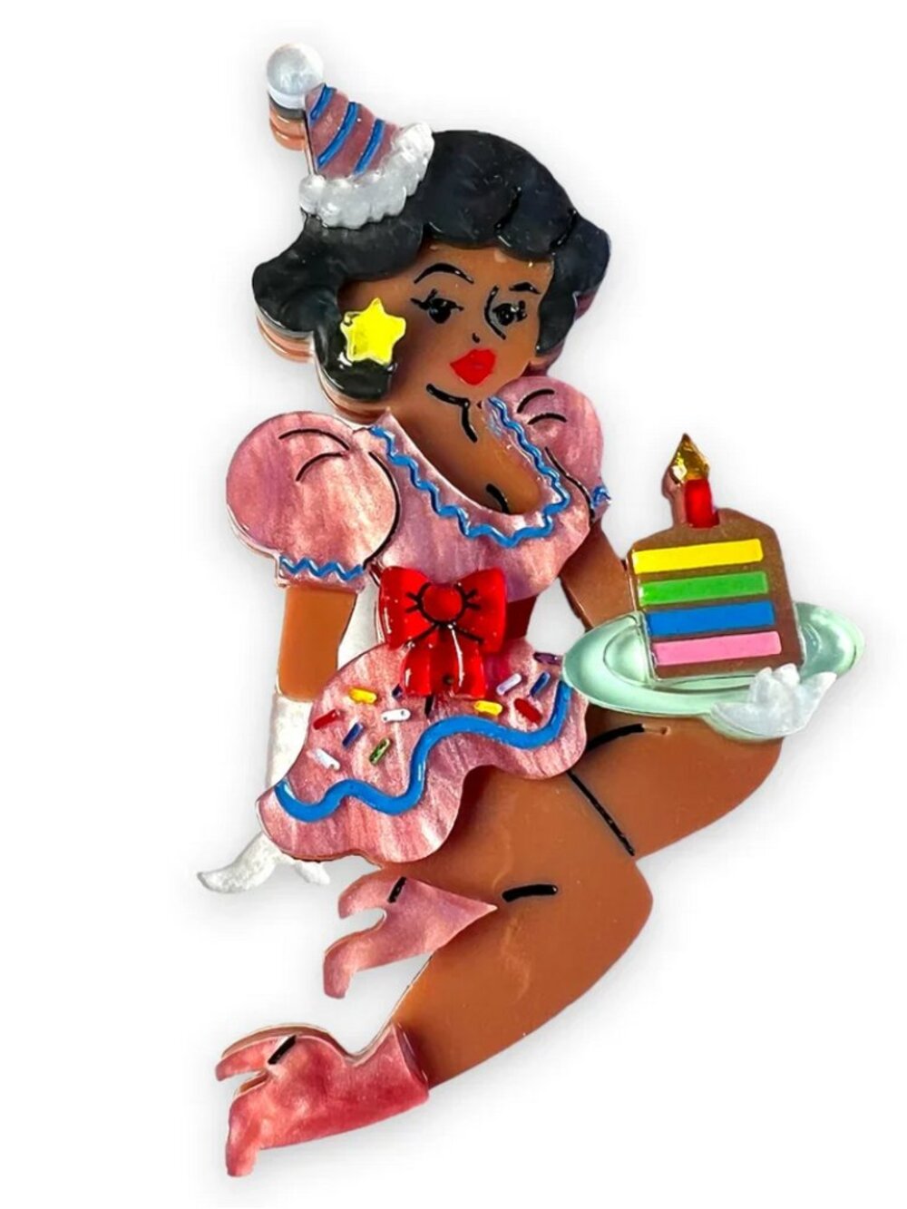 Lipstick & Chrome : Birthday Belle Brooch x Club Eggie - Sable Black Hair - NEW
